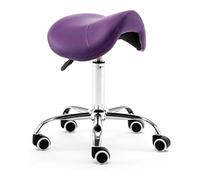 LDCBFTR Saddle Stool Wheels PU Leather Swivel Salon Seat Rolling Saddle Chair 48~60cm Adjustable for Tattoo Beauty Lash Massage(Purple) WFJ