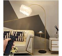 LDCBFTR Standard Lamps Living Room, House Floor Lamp, Elegant White Feather Standing Lamp with Remote Control Has A Telescopic Function Lampshade Can Be Adjusted Up and Down By 180° for Dining Room