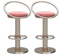 LDCBFTR Swivel Bar Stools With Ring Back Chair, Velvet Seat & Silver Footrest Round Base, Modern Kitchen Island Dining Room Adjustable Barstools, 2 Pcs(Color:pink) WFJ