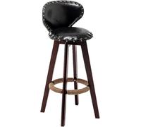 LDCBFTR Vintage Bar Stools 360° Swivel Barstools with Back and Footrest, PU Leather Upholstered Design Counter Height Stool Pub Coffee Kitchen Island Tall Stool(Black-brown Legs,70CM) WFJ