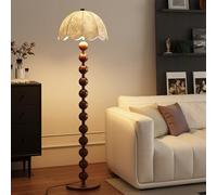 LDCBFTR Wooden Floor Lamp Mid Century Linen Floor Light Walnut Standing Lamp with E26 Dimmable Fabric Tall Light for Living Room Bedroom Study Dining Room Reading Room