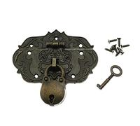 LDCREEE Antique Embossing Decorative Brass Hasp Clasp Latch Lock with Screws for Jewelry Box Ordinary Box Wooden Case Furniture Decoration (Bronze)