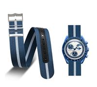 LDDAL Bands for Moonswatch Watch,Nylon Watch Strap Compatible with Omega X Swatch Moonswatch Speedmaster 20mm Watch Band Replacement Men Women (blue+white)