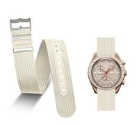 LDDAL Bands for Moonswatch Watch,Nylon Watch Strap Compatible with Omega X Swatch Moonswatch Speedmaster 20mm Watch Band Replacement Men Women (off white)