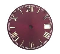 LDDIFHWW Metal Dial with Roman Numerals, 28.5 Mm Diameter, Repair Part with Pin Fastening, Direct Dial Replacement, Red