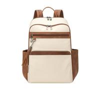 LDDIFHWW Women's Travel Backpack, Large Capacity Leisure Backpack, PU Weekend Backpack with Padded Handle And Zipper in The Pole, White Brown