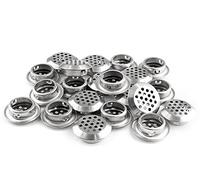LDEXIN 20Pcs Air Vents, 1" (25mm) Circular Soffit Vent, Stainless Steel Round Mesh Hole Louver Vent for Kitchen, Bathroom, Cabinet, Wardrobe and Shoe Cabinet, Silver