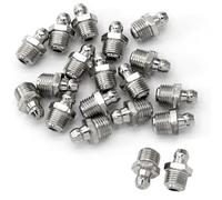 LDEXIN 20pcs M10 Straight Hydraulic Grease Fitting Assortment Kit Zerk Fitting Nipple Nozzle Fitting 10mm x 1mm Male Thread