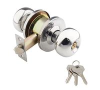 LDEXIN Exterior Ball Door Knob with Lock, Keyed Entry Door Knob for Privacy Use, Ball Knob for Bathroom Bedroom Entrance, Flat Ball Shape, Satin Nickel