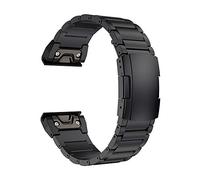 LDFAS Fenix 7X/6X/5X Plus Band, 26mm Titanium Metal Quick Release Easy Fit Watch Strap with Double Button Clasp Compatible for Garmin Fenix 7X/6X Pro/5X/5X Plus/3/3HR Smartwatch, Black