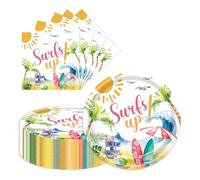 LDFDRT 9 inch Party Paper Plates 20pcs and Napkins 20pcs for Dinner Cake Dessert Paper Tableware Plates Party Supplies for Birthday Holiday Wedding Baby Shower Decorations (Summer)