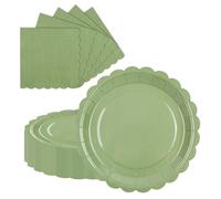 LDFDRT 9 inch Party Paper Plates 20pcs and Napkins 20pcs for Dinner Cake Dessert Paper Tableware Plates Party Supplies for Birthday Holiday Wedding Baby Shower Decorations (sage Green)