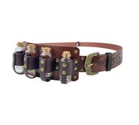 LDFWAY Medieval Embossed Alchemy Belt with 4 Cork Pill Bottles Halloween Cosplay Accessories Costume Fantasy Wizard Potion Bottles Belt (Brown)