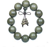 LDGSUPH 15/18/20 mm Wood Bracelet Tibetan Buddhist Handmade Beads Prayer Mala Elastic With gourd Pendant Macrame Unique texture design Jewelry(D,20mm)