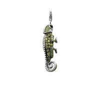 LDGSUPH 925 Sterling Silver Charm Pendant, Pirate Green Lizard Chameleon Charm Pendant Jewelry Europe Necklace Accessories Gift for Women Men Girls