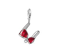 LDGSUPH 925 Sterling Silver Red Bikini Dangle Charm, Sexy Summer Beach Bra Bead Pendant Fits European Snake Chain Bracelets & Necklaces Romantic Gift for Girlfriend Wife(Lobster Clasp)