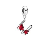 LDGSUPH 925 Sterling Silver Red Bikini Dangle Charm, Sexy Summer Beach Bra Bead Pendant Fits European Snake Chain Bracelets & Necklaces Romantic Gift for Girlfriend Wife(Ring)