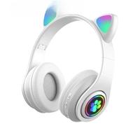 LDGSUPH Bluetooth Headphones Cute Cat Ears Headphones With RGB Microphone Noise Cancelling Stereo Sound True Wireless Earbuds(White)