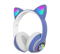 LDGSUPH Bluetooth Headphones Cute Cat Ears Headphones With RGB Microphone Noise Cancelling Stereo Sound True Wireless Earbuds(Blue)