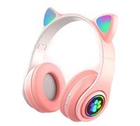 LDGSUPH Bluetooth Headphones Cute Cat Ears Headphones With RGB Microphone Noise Cancelling Stereo Sound True Wireless Earbuds(Pink)
