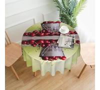 LDGSUPH Bucket With Full Of Cherries 60-Inch Round Tablecloth Waterproof Polyester, Decorative Washable Table Cover For Indoor Outdoor Dining,Parties,Weddings (Single-Sided Print)