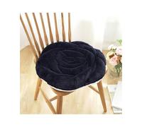 LDGSUPH Car Seat Cover Plush Rose Design Thickened Quilted Chair Mat Office Home Dining Chair Cushion Tatami Floor PP Cotton Cushion Mat(Black)
