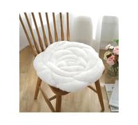 LDGSUPH Car Seat Cover Plush Rose Design Thickened Quilted Chair Mat Office Home Dining Chair Cushion Tatami Floor PP Cotton Cushion Mat(White)