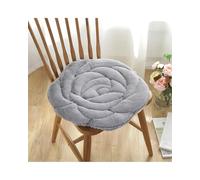 LDGSUPH Car Seat Cover Plush Rose Design Thickened Quilted Chair Mat Office Home Dining Chair Cushion Tatami Floor PP Cotton Cushion Mat(Grey)