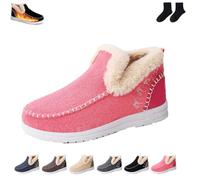 LDGSUPH Comfortable wool-lined ankle boots | Warm unisex winter slip-on boots with non-slip sole, comes with a pair of socks. (Pink,8)