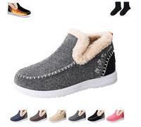 LDGSUPH Comfortable wool-lined ankle boots | Warm unisex winter slip-on boots with non-slip sole, comes with a pair of socks. (Gray,7.5)