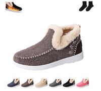 LDGSUPH Comfortable wool-lined ankle boots | Warm unisex winter slip-on boots with non-slip sole, comes with a pair of socks. (Brown,6.5)