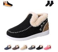 LDGSUPH Comfortable wool-lined ankle boots | Warm unisex winter slip-on boots with non-slip sole, comes with a pair of socks. (Black,6.5)