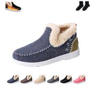 LDGSUPH Comfortable wool-lined ankle boots | Warm unisex winter slip-on boots with non-slip sole, comes with a pair of socks. (Blue,9)