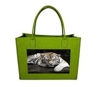 LDGSUPH Felt Tote Bags Tiger Lie On Rock Grocery Bag Portable Handbag Reusable Travel Work Shopping Bag