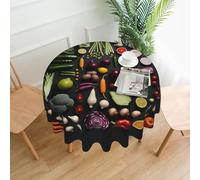 LDGSUPH Fresh-Vegetables 60-Inch Round Tablecloth Waterproof Polyester, Decorative Washable Table Cover For Indoor Outdoor Dining,Parties,Weddings (Single-Sided Print)