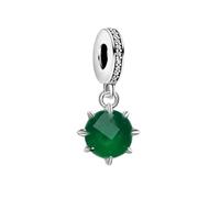 LDGSUPH Green Stone Dangle Charm Pendant, 925 Sterling Silver Charm Pendant Fits European Snake Chain Bracelets & Necklaces, Romantic Gift for Women Men(Ring)
