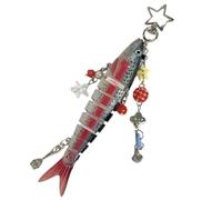 LDGSUPH Handmade Fish Keychain with Star & Mini Charms, Lovely Decoration Cute Segmented Fish Keychain for Handbag, Keys and Backpack(Color 4,1pcs)