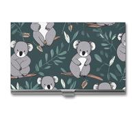 LDGSUPH Lovely Koala Business Card Holder Minimalist Wallet RFID Blocking Credit Cards Holder Slim Name Cards Holders Compact Aluminum Alloy Business Card Case for Adult