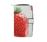 LDGSUPH Lovely Strawberry Leather Long Wallet Adult Travel Zipper Long Purse Multi-functional Credit Card Holder 12 Card Slot