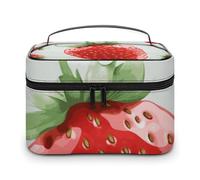LDGSUPH Lovely Strawberry Makeup Bag with Handle Portable Travel Toiletry Bag Lightweight Waterproof Cute Cosmetics Storage Bags Large Fashion Makeup Case Organizer For Women