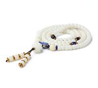 LDGSUPH Mala Bracelet, 108 Wood Beads 6/7/8Mm Original with Lotus Pendant Tibetan Buddhist Prayer Elastic Necklace Handmade Macrame National Style Jewe