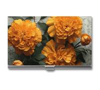 LDGSUPH Marigold Business Card Holder Minimalist Wallet RFID Blocking Credit Cards Holder Slim Name Cards Holders Compact Aluminum Alloy Business Card Case for Adult