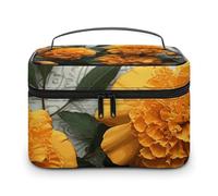 LDGSUPH Marigold Makeup Bag with Handle Portable Travel Toiletry Bag Lightweight Waterproof Cute Cosmetics Storage Bags Large Fashion Makeup Case Organizer For Women