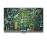 LDGSUPH Math Question Business Card Holder Minimalist Wallet RFID Blocking Credit Cards Holder Slim Name Cards Holders Compact Aluminum Alloy Business Card Case for Adult