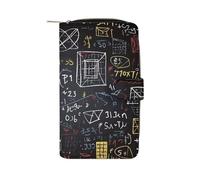 LDGSUPH Mathematics And Physics Leather Long Wallet Adult Travel Zipper Long Purse Multi-functional Credit Card Holder 12 Card Slot