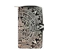 LDGSUPH Mayan Calendar End of The World Leather Long Wallet Adult Travel Zipper Long Purse Multi-functional Credit Card Holder 12 Card Slot