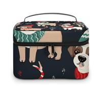 LDGSUPH Merry Christmas Dog Makeup Bag with Handle Portable Travel Toiletry Bag Lightweight Waterproof Cute Cosmetics Storage Bags Large Fashion Makeup Case Organizer For Women
