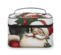 LDGSUPH Merry Christmas Makeup Bag with Handle Portable Travel Toiletry Bag Lightweight Waterproof Cute Cosmetics Storage Bags Large Fashion Makeup Case Organizer For Women