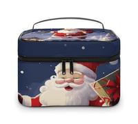 LDGSUPH Merry Christmas Santa Makeup Bag with Handle Portable Travel Toiletry Bag Lightweight Waterproof Cute Cosmetics Storage Bags Large Fashion Makeup Case Organizer For Women