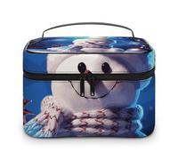 LDGSUPH Merry Christmas Snowman Makeup Bag with Handle Portable Travel Toiletry Bag Lightweight Waterproof Cute Cosmetics Storage Bags Large Fashion Makeup Case Organizer For Women